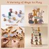 Wooden Animals Threading Toy, Lacing Beads for Toddlers Stacking Blocks Balance Toy, Montessori Educational Toy for Boys & Girls