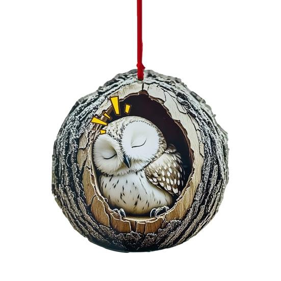 

Christmas Ornament Tree Hole Owl Polar Bear Cat Design Acrylic Pendant A