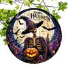 Halloween Witch Signs Pumpkin Porch Wooden Ornament Skull Decorative Signs Festive Home Ornament for Front Door Wall Window