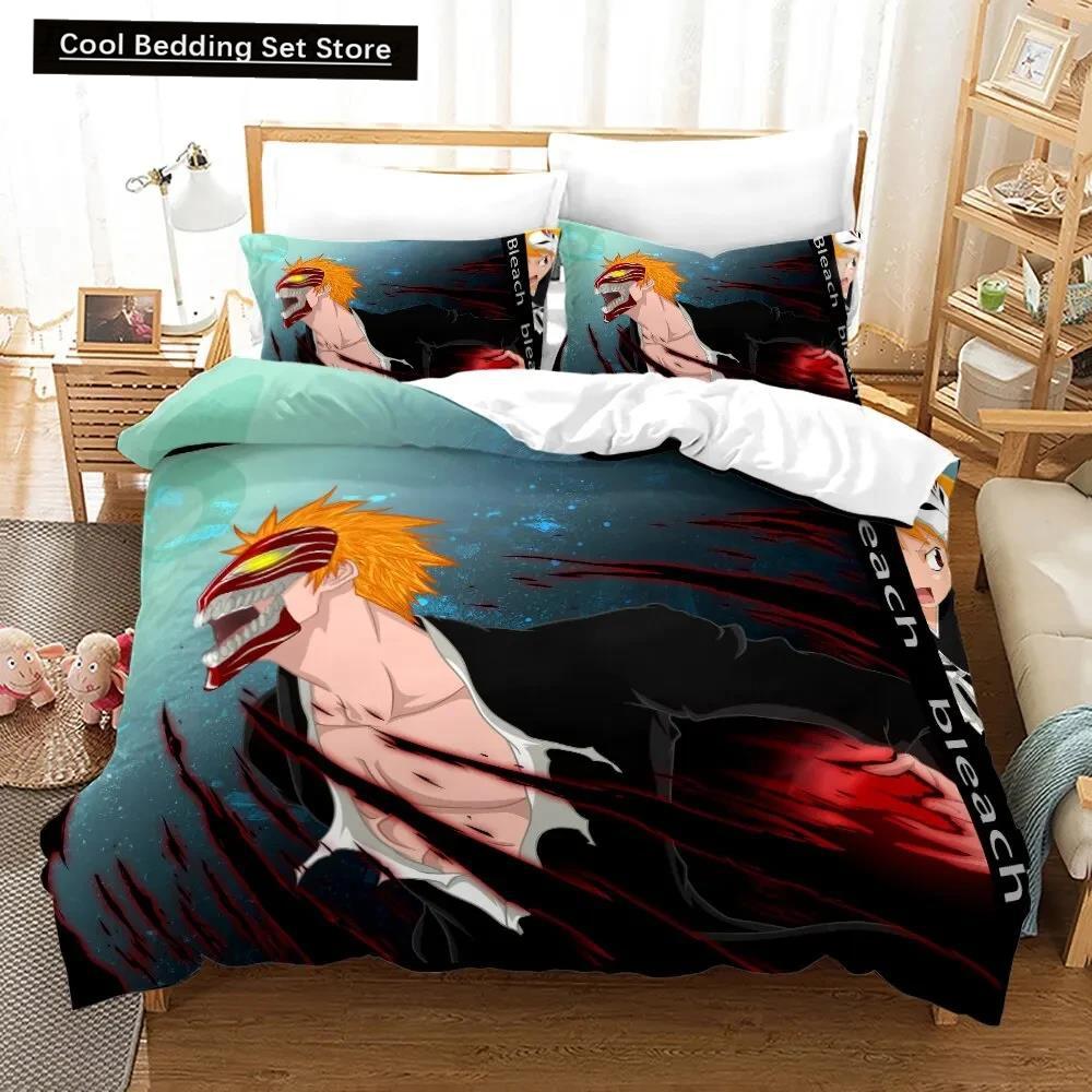 3D Anime Bleach Kurosaki Ichigo Duvet Cover Pillowcase Bedding Set Double Twin Full Queen King Adult Kids Bedclothes Quilt Cover