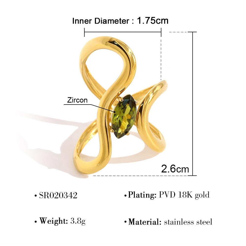 Trendy 18K Gold Plated Irregular Rings Chic Exquisite Luxury Vintage Women Crystal Jewelry Stainless Steel Flower Ring Gift