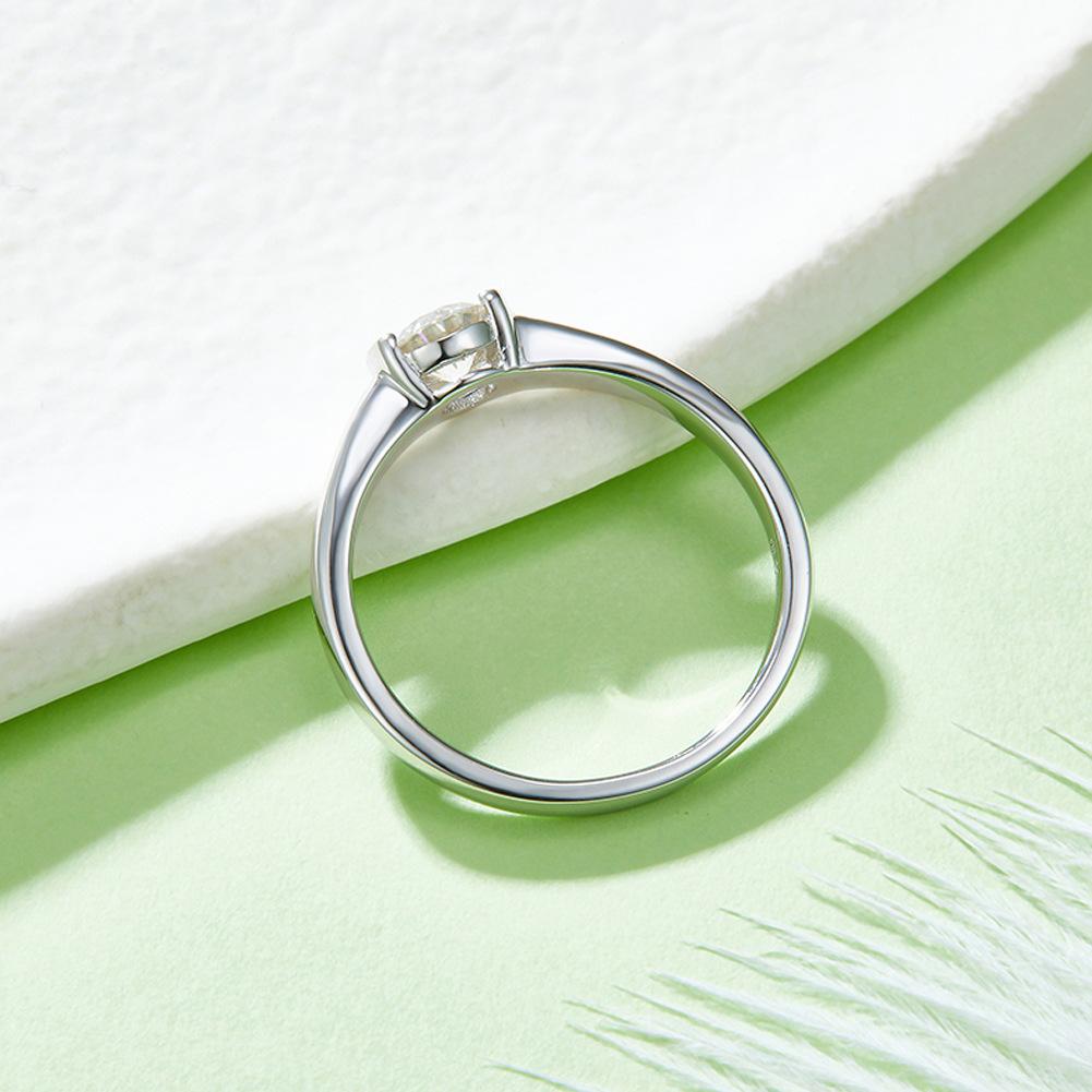 Simple Round 0.5 Carat Moissanite Ring Foreign Trade 925 Sterling Silver Wedding Ring Women'S Ring