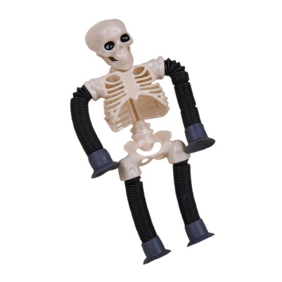 Tubes Skeleton Fidget Toys for Kids Glow-in-the-Dark Telescopic Suction Cup Toy Stress Anxiety Relief Bendable Joints Figures Halloween Decorations