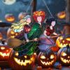 Halloweenský Suncatcher Čarodějnice 3 Čarodějnice Létající na Koštěti Vitrážový Suncatcher Akrylová Závěsná Dekorace na Okno pro Dveře Nástěnná Dekorace