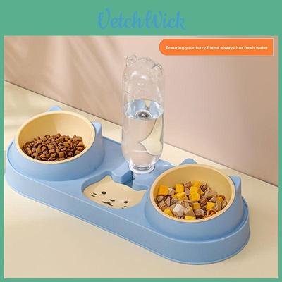 Set med mat- och vattenskålar för husdjurskatt med spillskyddad design för hemmabruk
