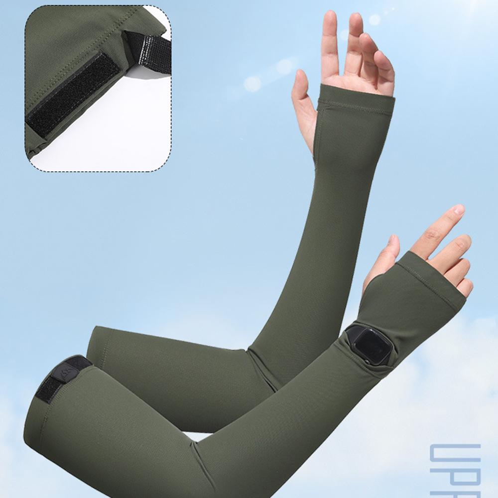 Sommer Herren Eis Seide Ärmel UPF50 Kühlende Armstulpen Outdoor Fahren Atmungsaktiv UV-Schutz Fingerlos Kühlende Armstulpen