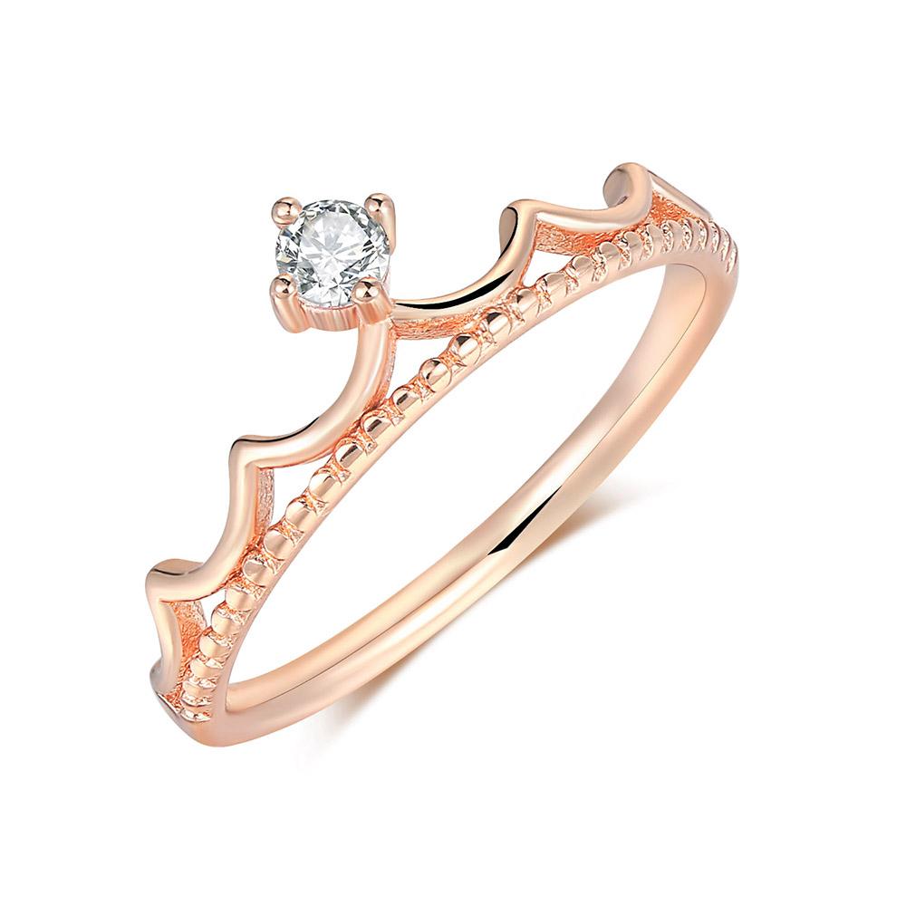 

New Princess Crown Dainty Rings For Women Rose Gold Color Trendy Finger Ring Daily Party Accession For Girl Fashion Zircon R020 10