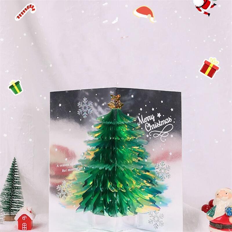 3D Christmas Tree Pop-Up Card Christmas Sparkling Fantasy Greeting Card Christmas Tree Blessing Gift Message Card