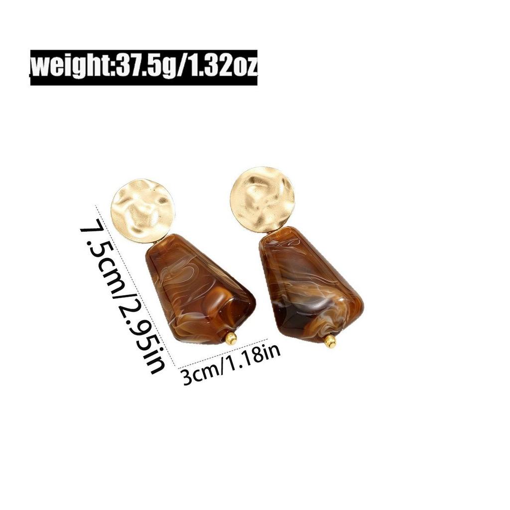 Maillard Coffee Gradient Geometric Earrings - Retro, High-End, Versatile Everyday Earrings for Women