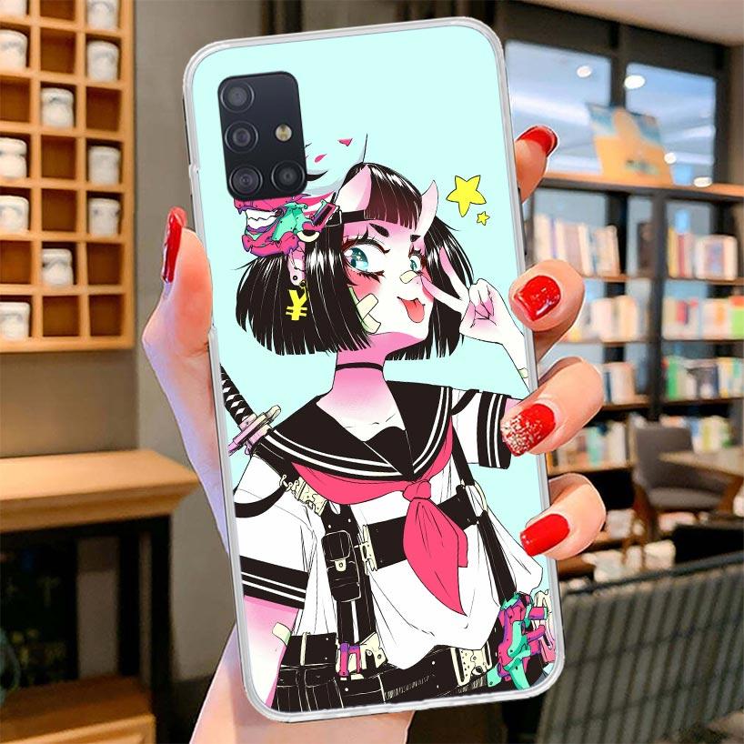 Japanese Style Anime Girl Cover Phone Case For Samsung Galaxy A12 A22 A32 A52 A72 A02S Phone Case Note 20 Ultra 10 S10 Plus A51
