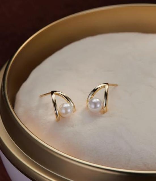 Pearl Pearl Surgical Pink Stud Gift [Mesaro] Women's Earrings, Earrings, Earrings, Silver, Gold, Gold, Earrings, Popular, Small, Simple, Mother's Day,