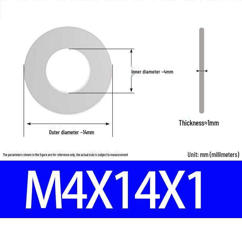 304 Stainless Steel Ultra-Thin Flat Washer, Thickness: 0.1/0.2/0.3/0.4/0.5 Mm, Sizes M1-M8