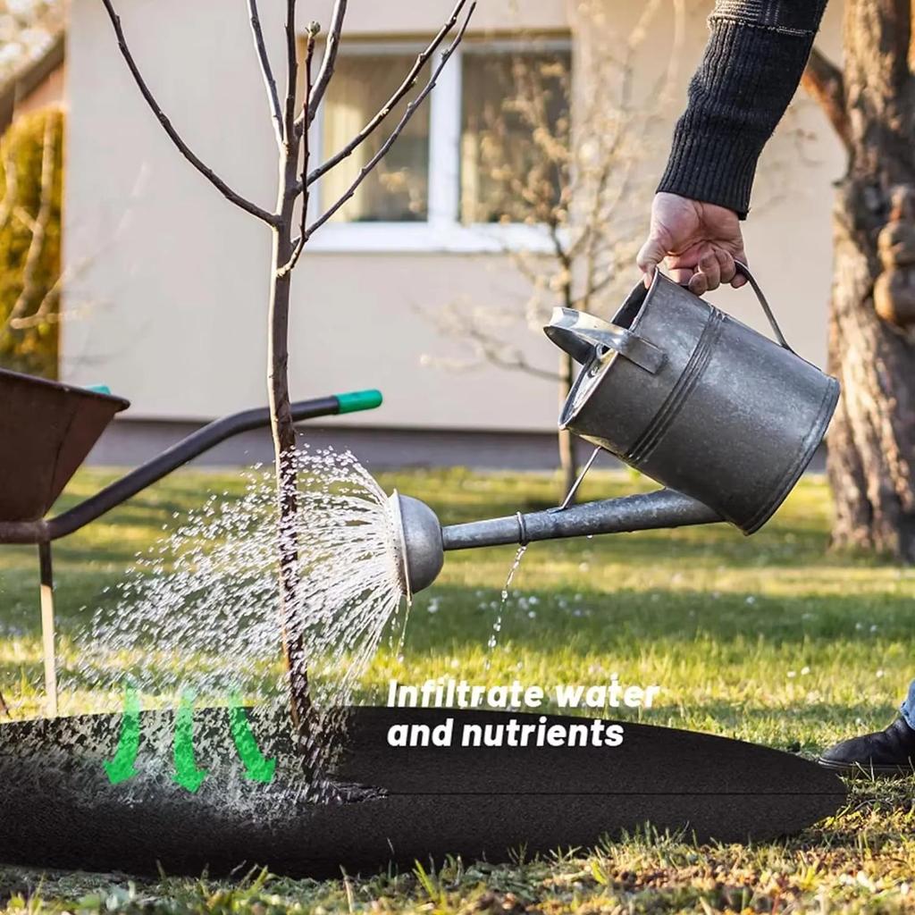 5PCS Weed Mat Non-Woven Tree Mulch Ring Tree Protector Mat Reusable Weed Barrier for Weed Control Root Protectio