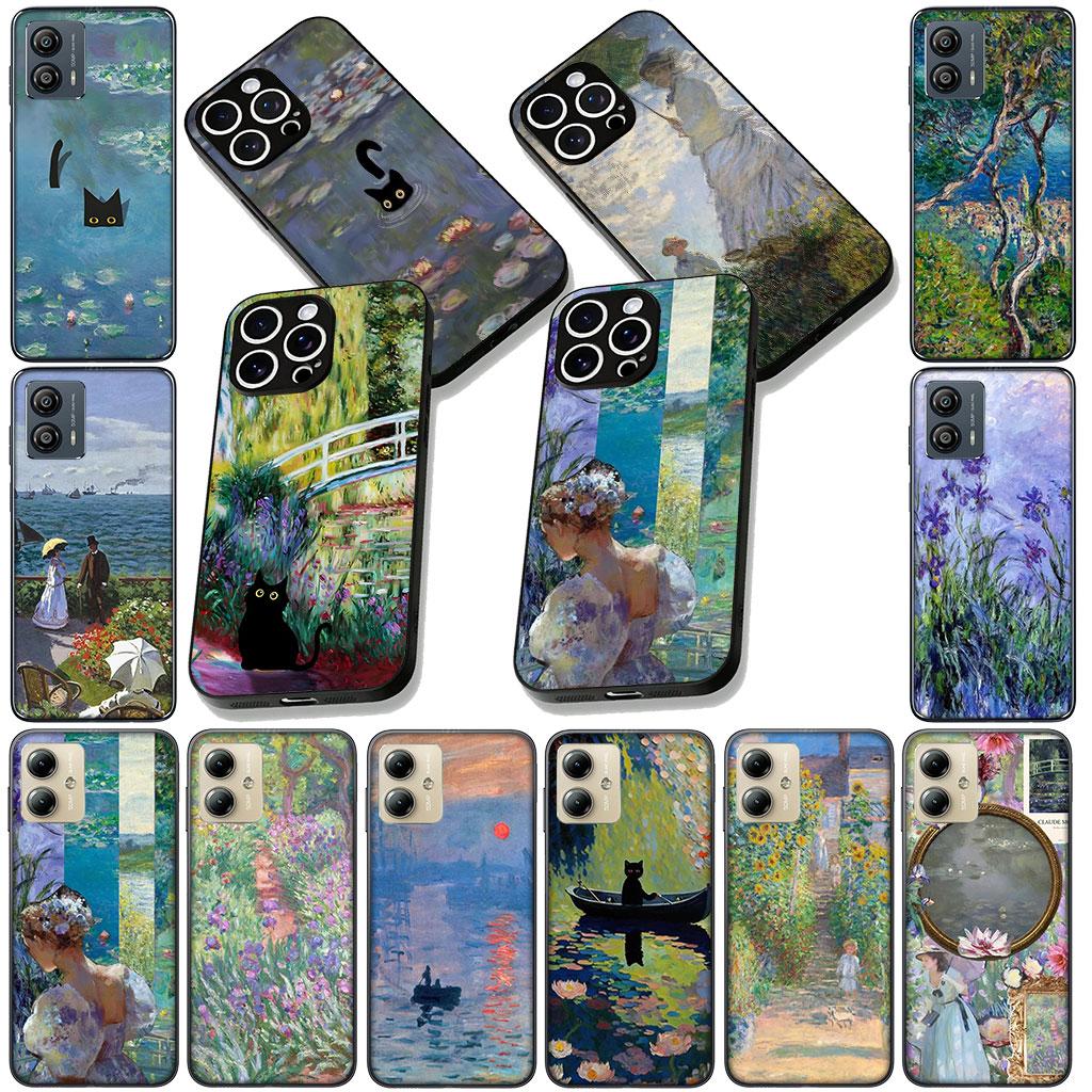 for Motorola Moto Edge 70 60 Fusion NEO Pro G Stylus G56 G96 G52 G04 G05 20 Phone Case Claude Monet Impressionism Waterlily Cat