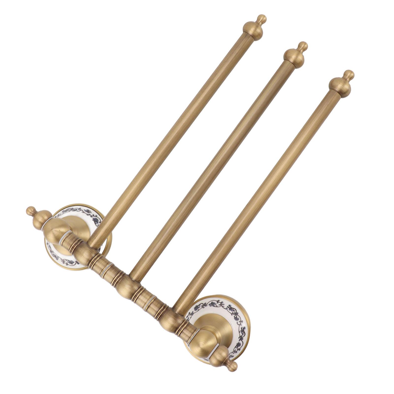 

Swivel Towel Bar Antique Brass Towel Rack Rotated Towel Hanger Holder for Bathroom Three Rods