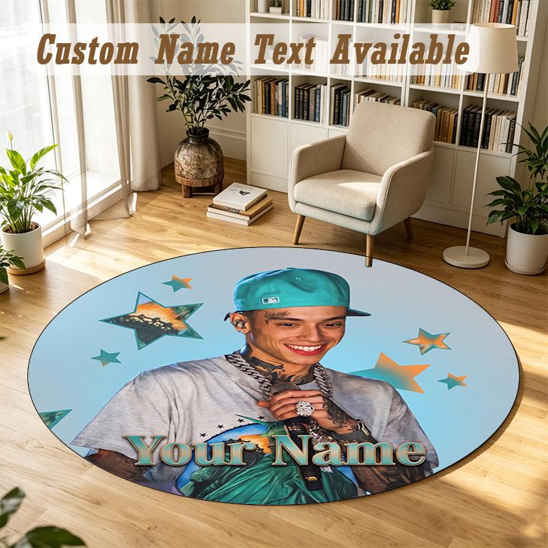 Round Rug Custom NameCentral Cee Pattern Non Slip Carpet Home Floor Decor