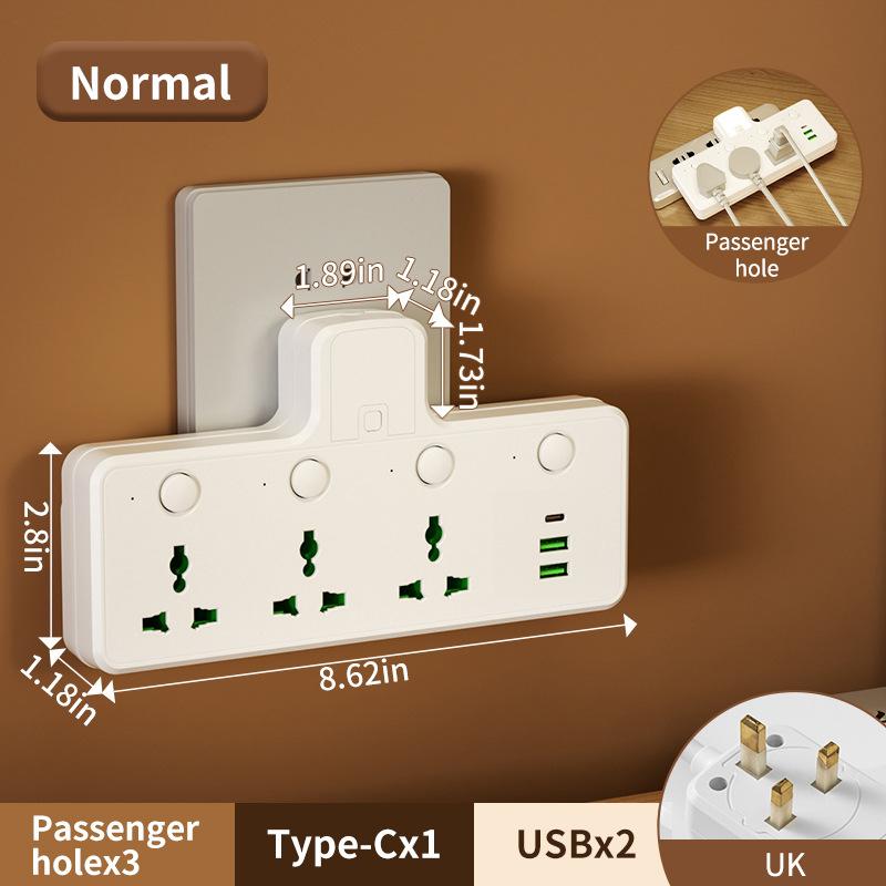 British Standard Hong Kong Malaysia Singapore One to One Multi hole Universal Port with Night Light USB Travel Socket Converter