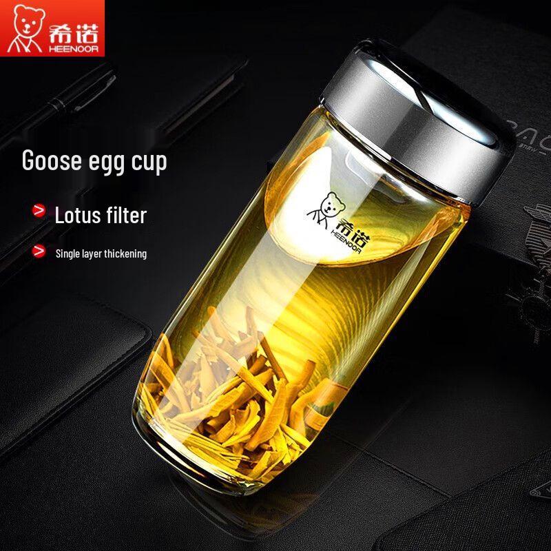 Heenoor Portable Borosilicate Glass Cup with Tea Infuser
