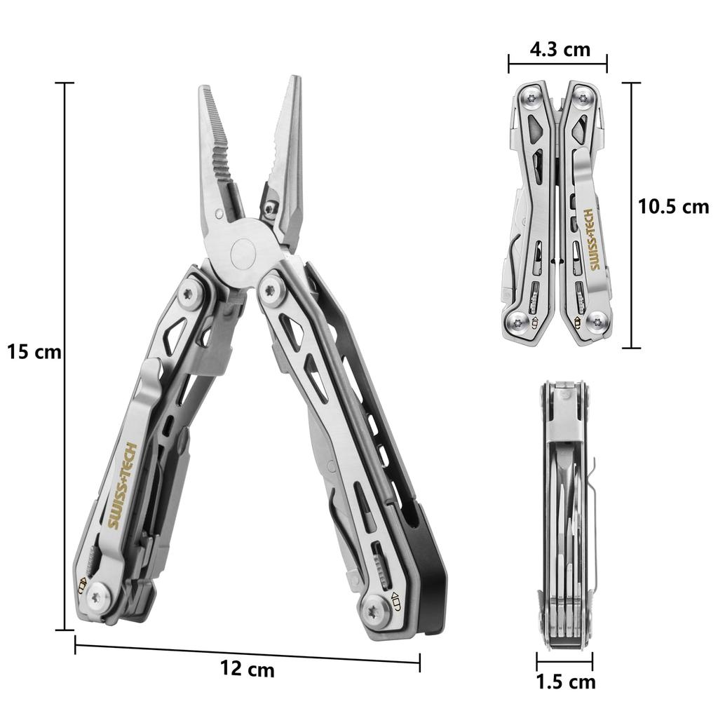 Outdoor Survival Equipped with Locking Bottle Outdoor Disaster Silver SWISS+TECH Multi-function Pliers, Multi-Tool, 16-in-1, Multi-Pliers, Tool,