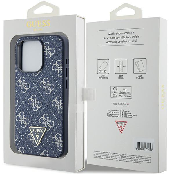 Guess Guhcp15Lpg4Gpb Iphone 15 Pro 6.1 Niebieski/Blue Hardcase 4G Triangle Metal Logo