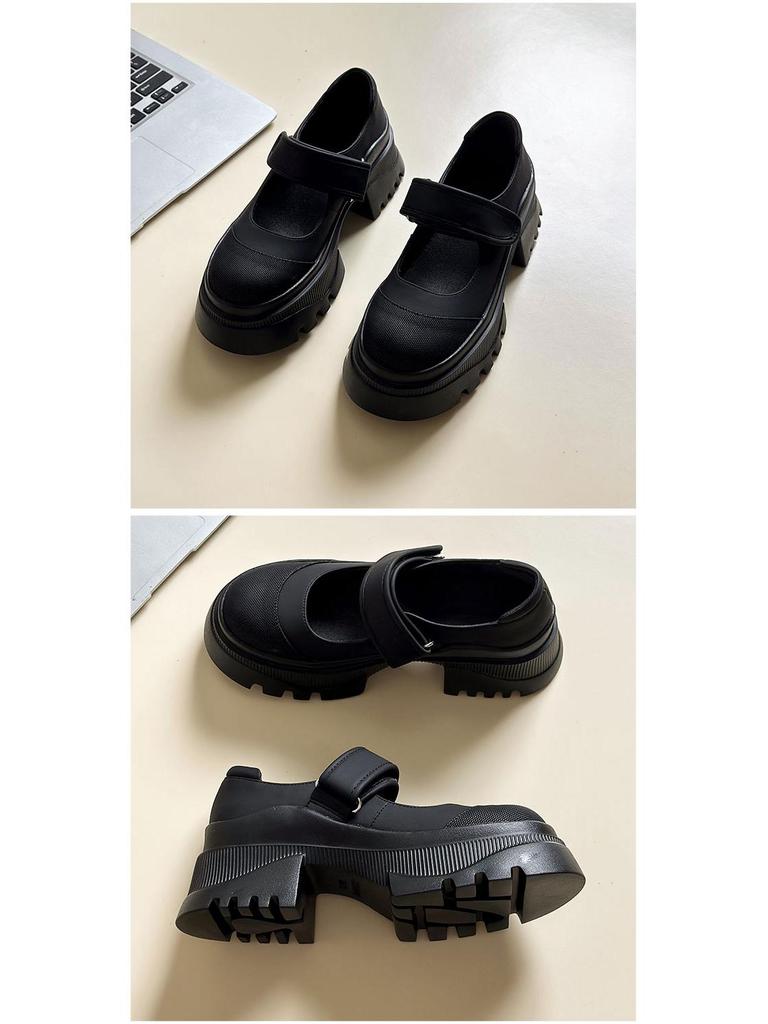 Damskie Czarne Retro Buty Mary Jane na Platformie, Styl Francuski Lato 2024 z Grubymi Obcasami do Spódnic