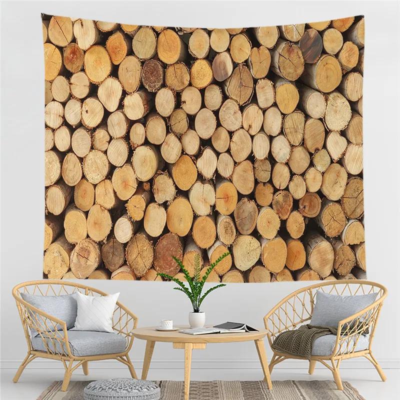 Geometric Wood Pattern Tapestry Northern Europe Style Tapestry Hippie Home Living Room Bedroom Decoration Psychedelic Tapestries