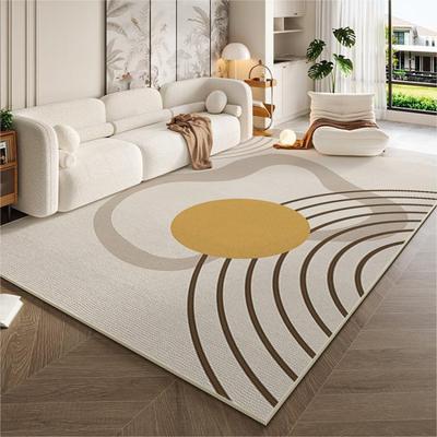 Cremefarbener Schlichter Teppich für Wohnzimmer Sofamatte Rutschfest Leicht zu Reinigen Schlafzimmer Ankleidezimmer Matte Heimdekoration
