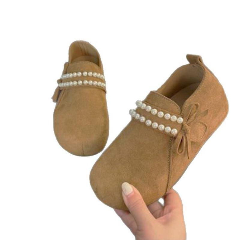 All-inclusive women's new autumn platform single shoes retro one-pedal pearls