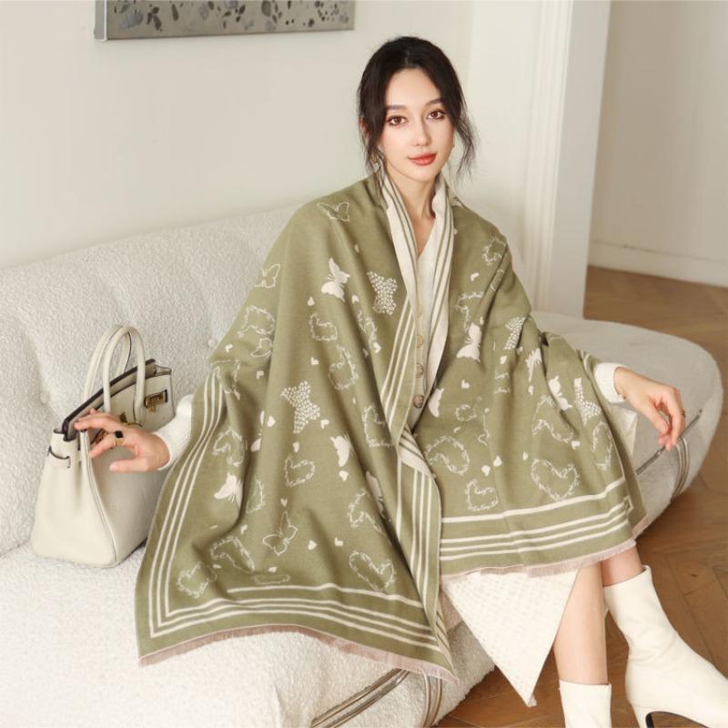 New Versatile Imitation Cashmere Scarf Women's Autumn and Winter High-end Temperament Jacquard Shawl Scarf Dual-purpose