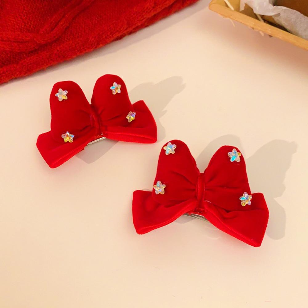 

Wig Plush Ball Hairpin Ribbon Princess Forehead Chain Sweet Red Bow Hair Clip Women Style D