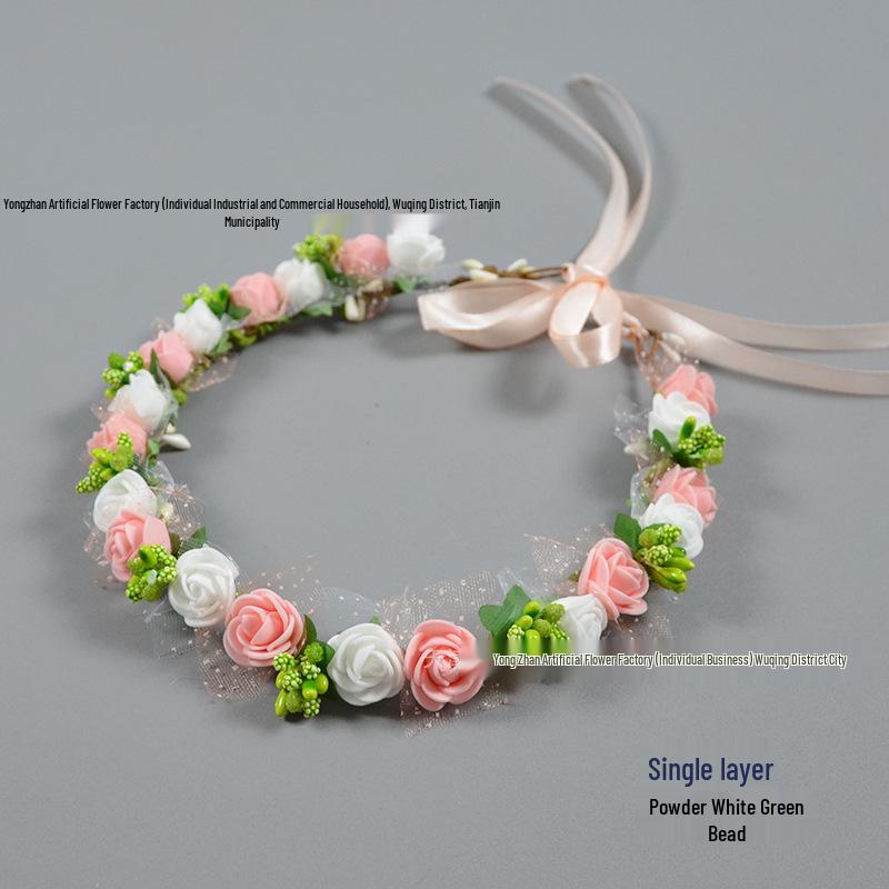 Small PE Rose Flower Headband for Bridesmaid Photography and Decoration