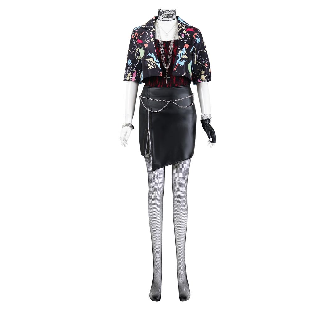 Heavy Metal Rock The Chicks Women's Bodycon Dress Cosplay Costume Glam Rock Full Set Outfit for Halloween Concert Party