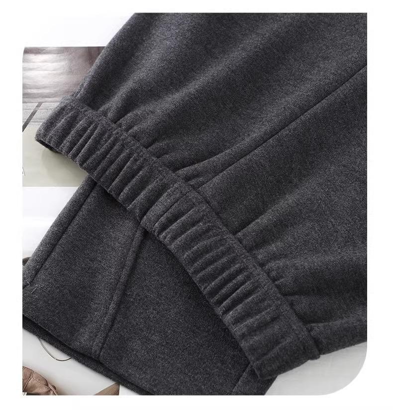 Women's Beige Cashmere Wool Blend Wide-Leg Pants with Fleece Lining - Autumn/Winter 2024 Collection