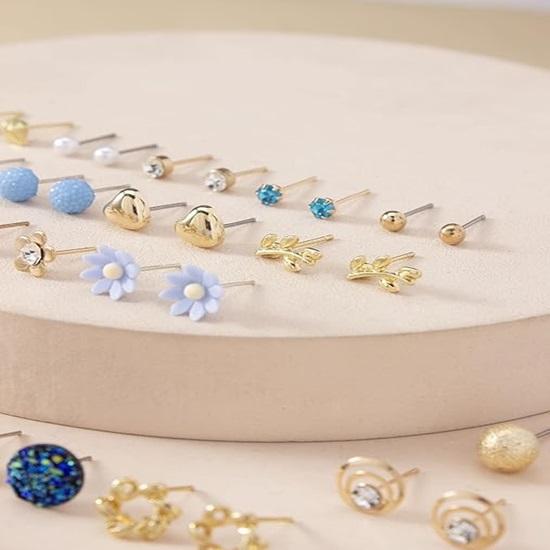 30 Pairs Earrings Combo Set Latest Stylish Crystal Pearl Earrings for Women and Girls