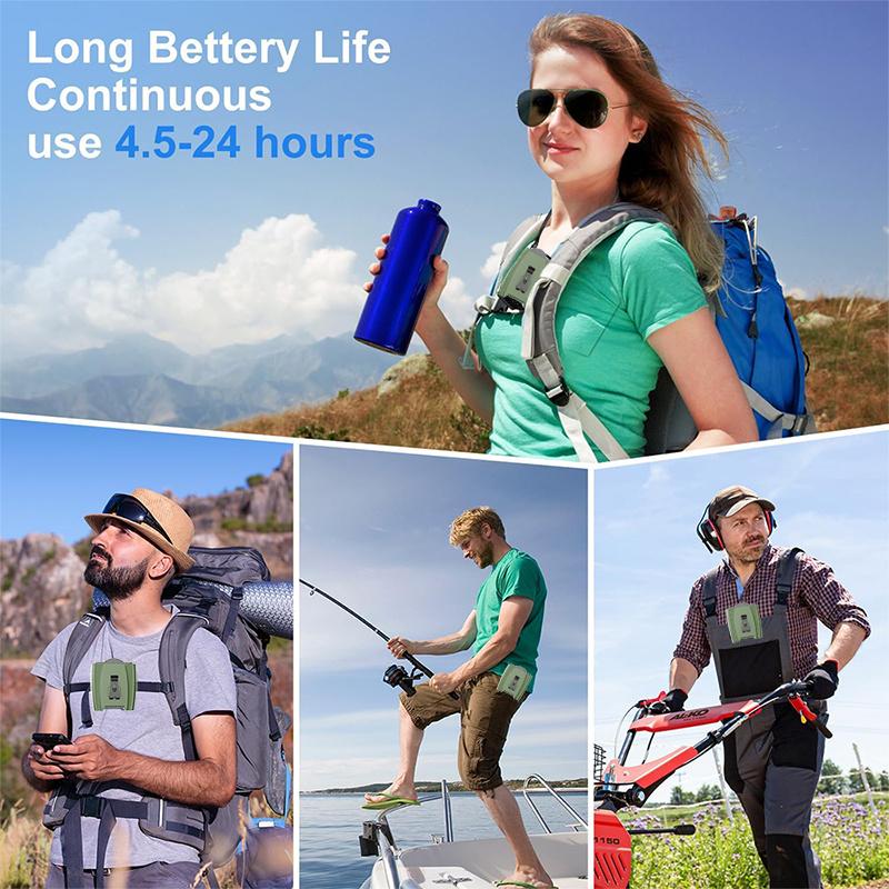 10000mAh Portable Waist Fan with Power and 5 Speed Strong Airflow Cooling Fan Bank on Wearable Belt for Sports Working Outdoor