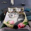 Luxury 3D Flower Cat Print Home Living Duvet Cover Pillowcase Kids Bedding Set Queen and King EU/US/AU/UK Size Bedding Sets