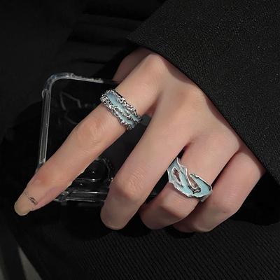 Fashion Personality Texture Stacked Wearing Ring Women'S Trend Cool Hip Hop Index Finger Ring Niche Premium Ring