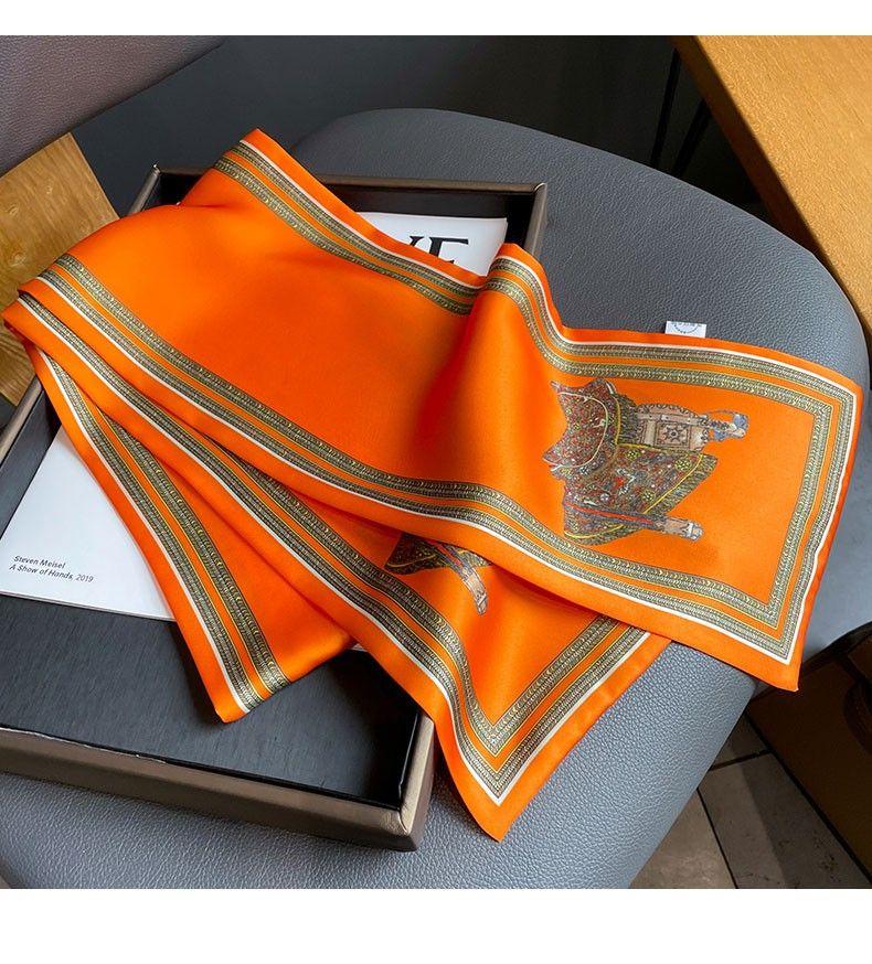 Retro Orange Schal Langer Streifen Damen Vielseitiger Professioneller Anzug Hemd Dekoration Halsschutz Schal Band