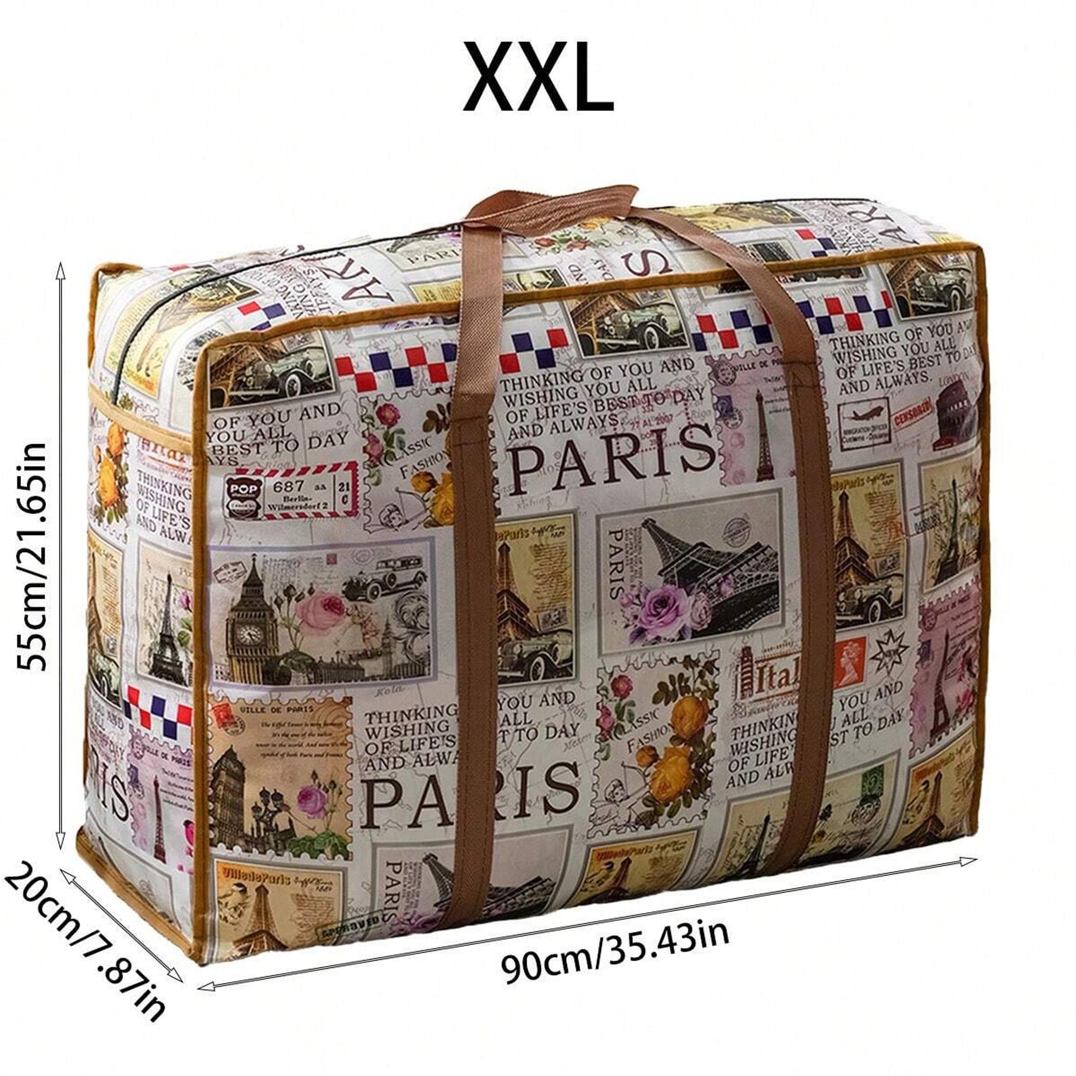 

Большая сумка для хранения в винтажном стиле с прочной молнией и ручками, складная тканевая дорожная сумка XXL