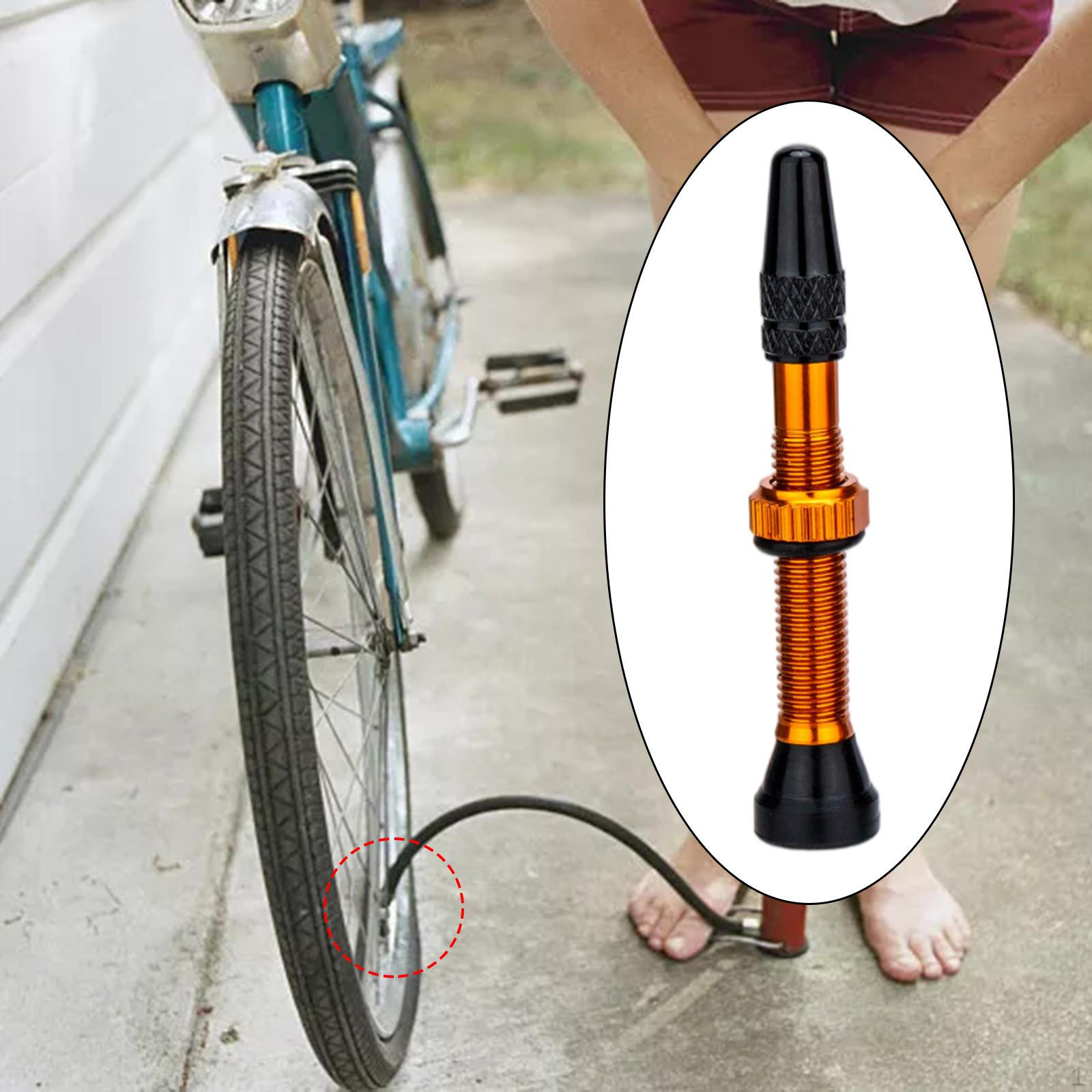 

Tubeless Valve Stem, Aluminum Alloy Bike Tire Nozzle Rim Extender Core Orange 40mm