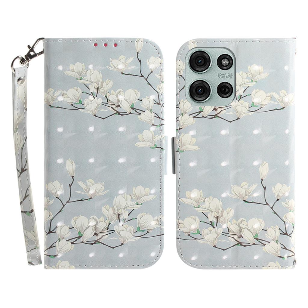 For Motorola Moto G75 5G Case Pattern Printing Leather Wallet Phone Cover with Wrist Strap