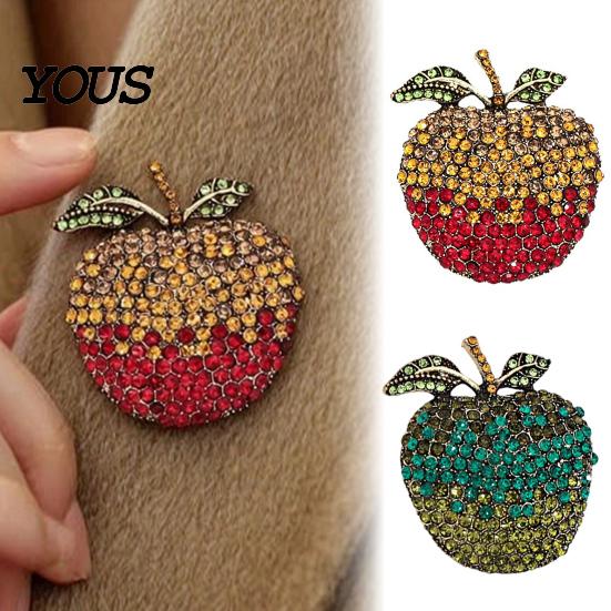 Daily Wear Brooch Rhinstone Fruit Pin for Women, Shape Alloy Lapel Clothing Jewelry Accessories Pin, Wedding Party Prom Accessory
