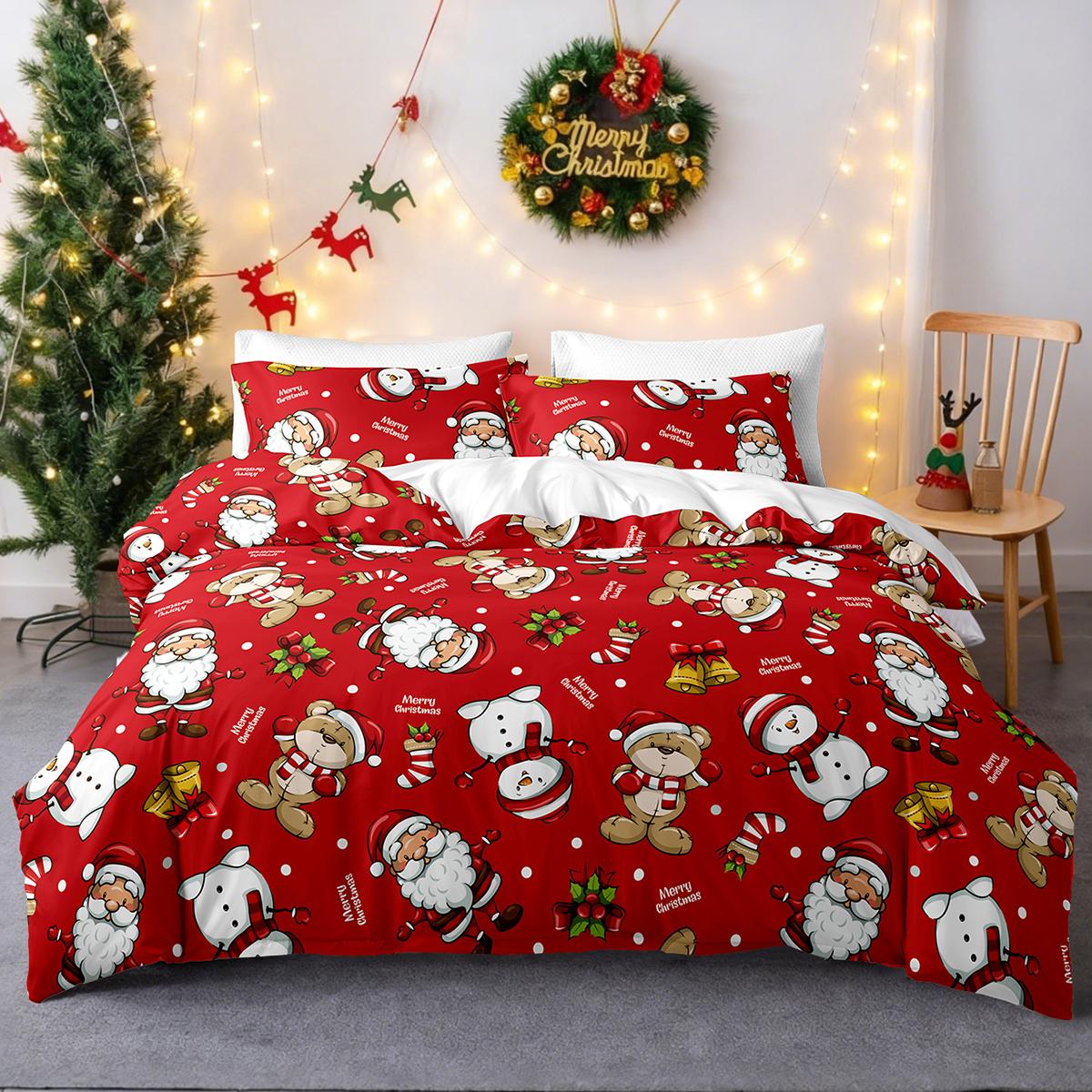 

Comforter 3Pcs/Set Christmas Reindeer Snowman Bedding Set Includes 1 And 2 S Soft And Skin-Friendly Comforter (quilt)-EU Single(135*200cm)3pcs