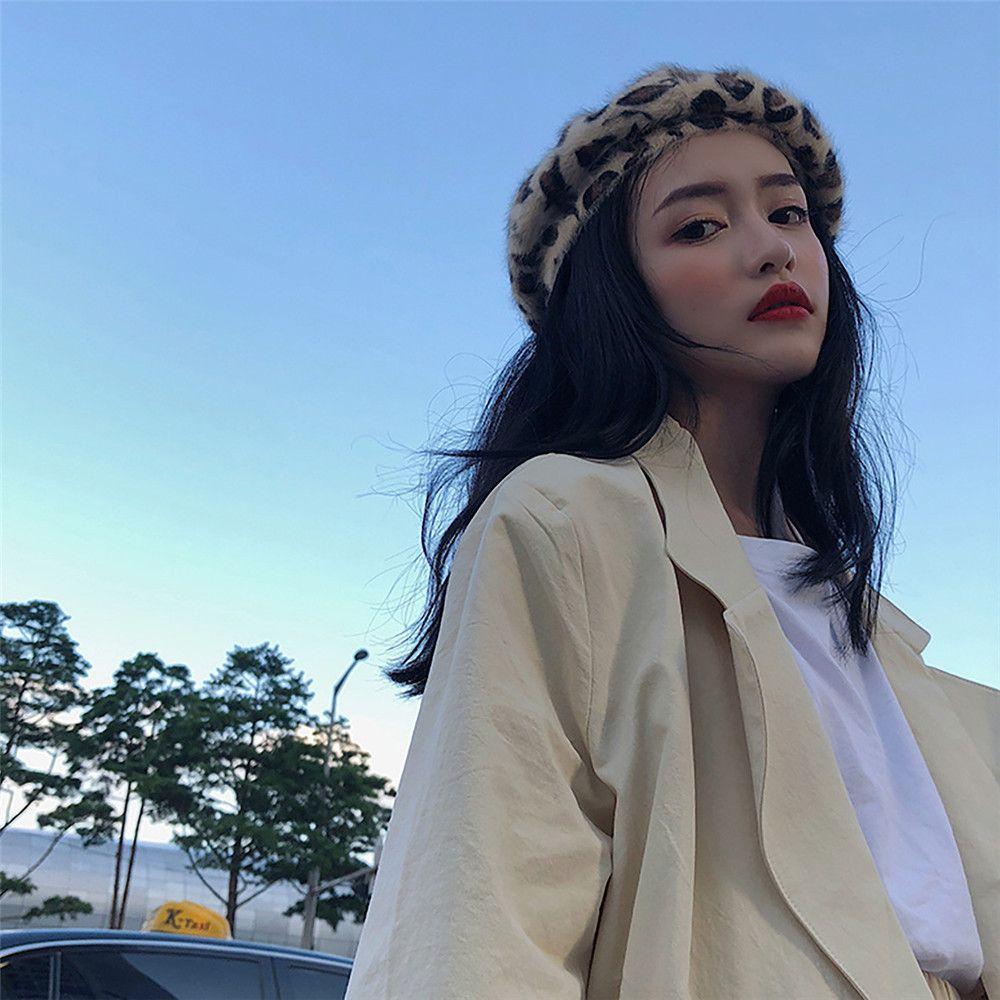 Fashion Winter Warm Beanie Hat Leopard Print Hat Beret French Hat Berets for Women