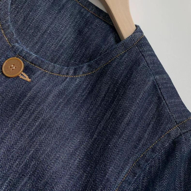 Retro Denim Jacket: Spring 2026 Arrival - Original Color, Round Neck, Patch Pocket, Set-in Shoulder, Mall Style.