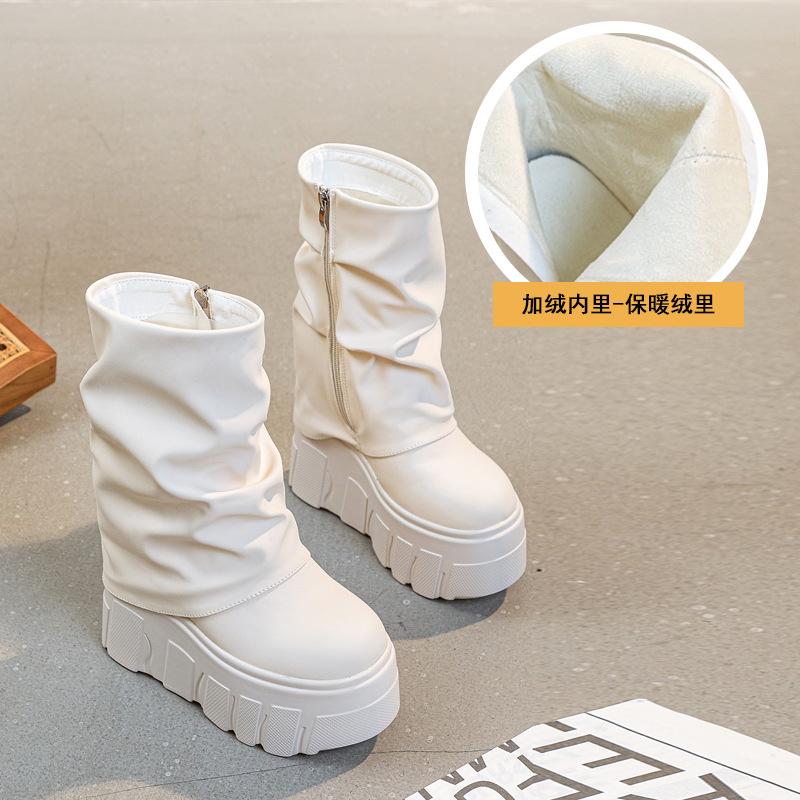 

Брюки дизайнерские женские кожаные зимние новые короткие женские супер высокий каблук пряжка ремня Мартин жареный стрит 39