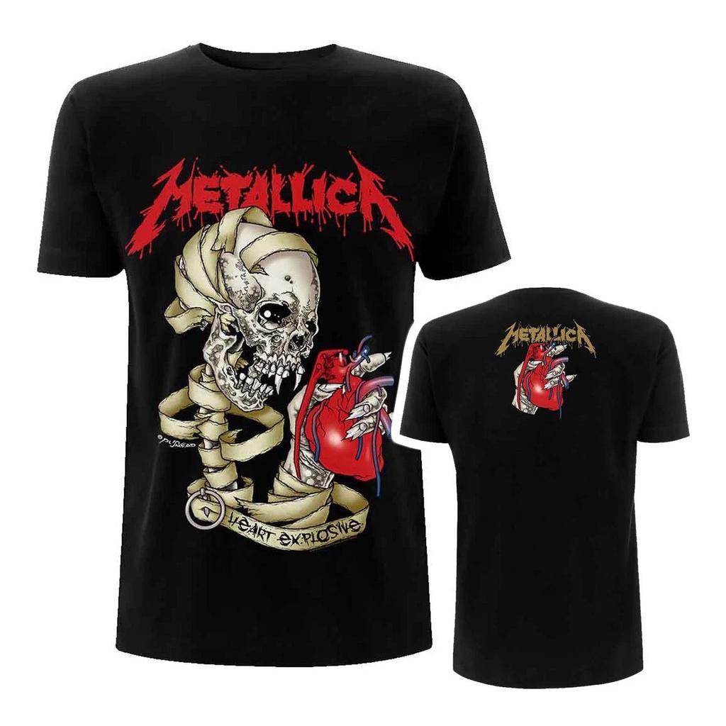 New Metallica Rock Metal Band Retro Skeleton Reaper 3D Neutral Tshirt Street Wear Short Sleeve Round Neck Shirt Mens Wear