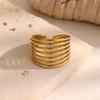 Women's Gold French Retro Stainless Steel Open Ring - Fade-Resistant, Multi-Layered Titanium Design