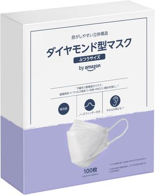 Regular 100 Individualmente Padrão JIS Membro Sólido da Associação da Indústria de Máscaras [por Amazon] Máscaras em Forma de Diamante, Tamanho, Branco, Máscaras, Embalado,