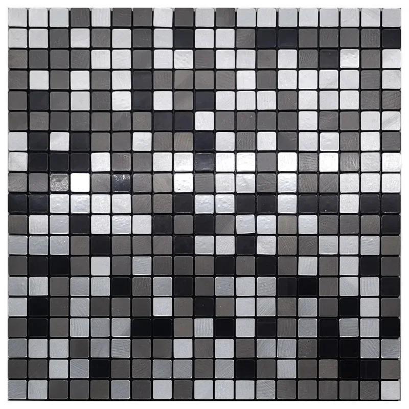 3D European Smooth Metal Mosaic Wall Sticker Self-adhesive Tile Kitchen Bathroom Bar Living Room TV Background Wall Decor Stick